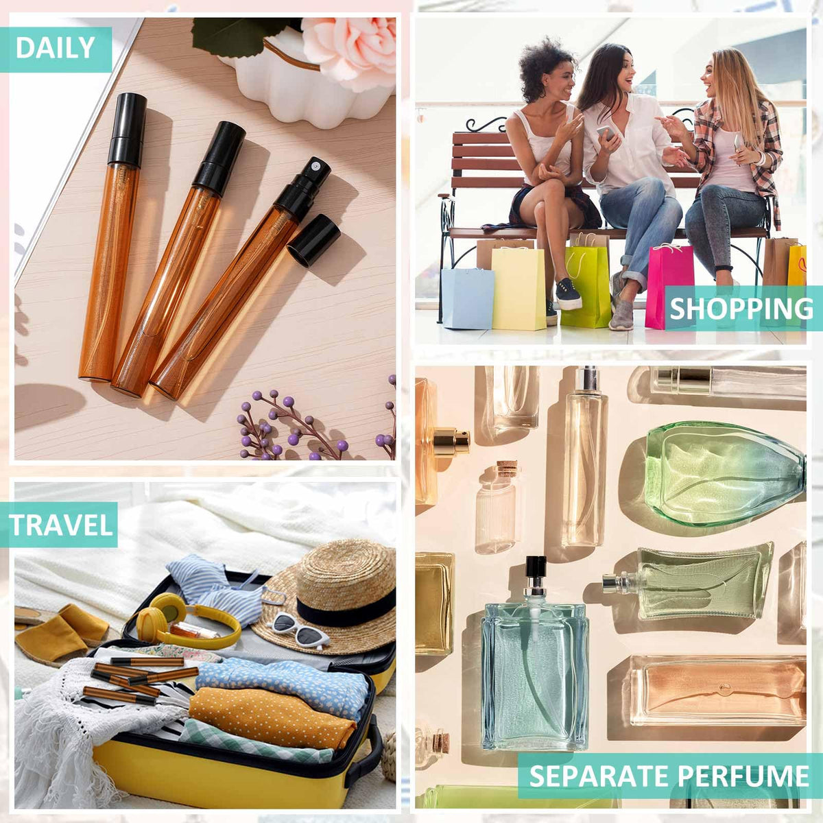 Zhehao multi-application bottle set suitable for travel and DIY blends.