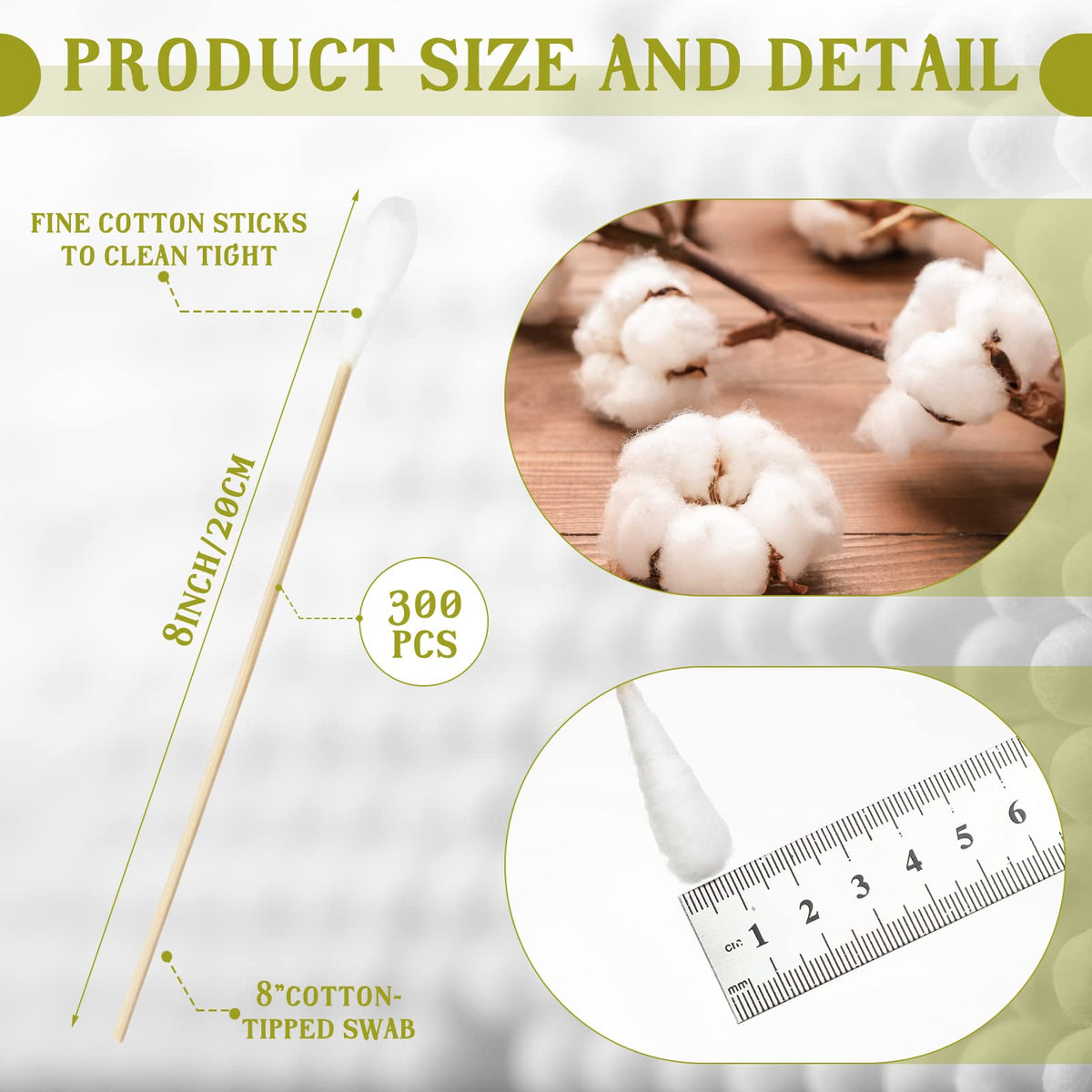 Zhehao oversized cotton tips with 1/2-inch diameter for hard-to-reach areas.