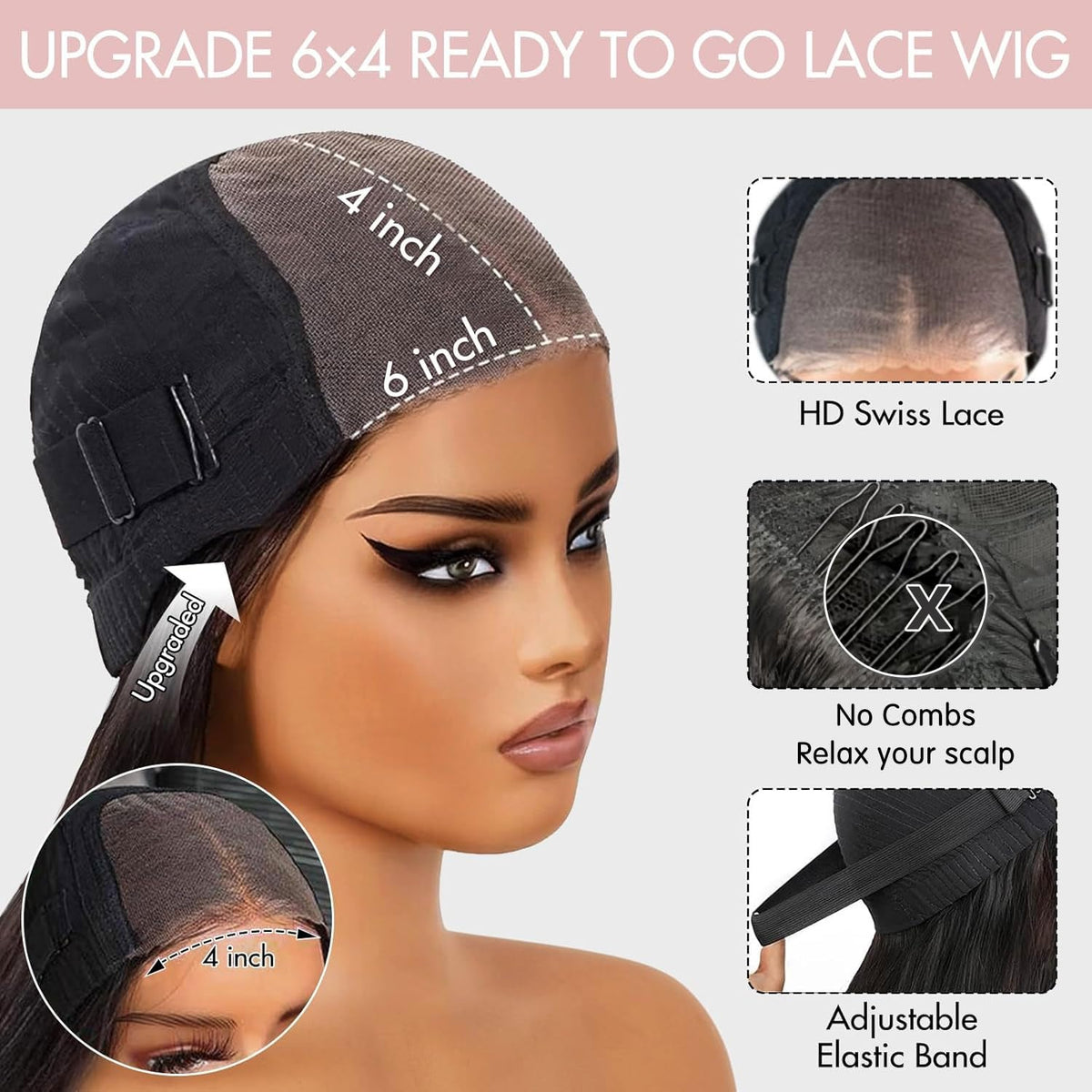 ZHENGON Bob wig 3D dome cap breathable for all-day comfort