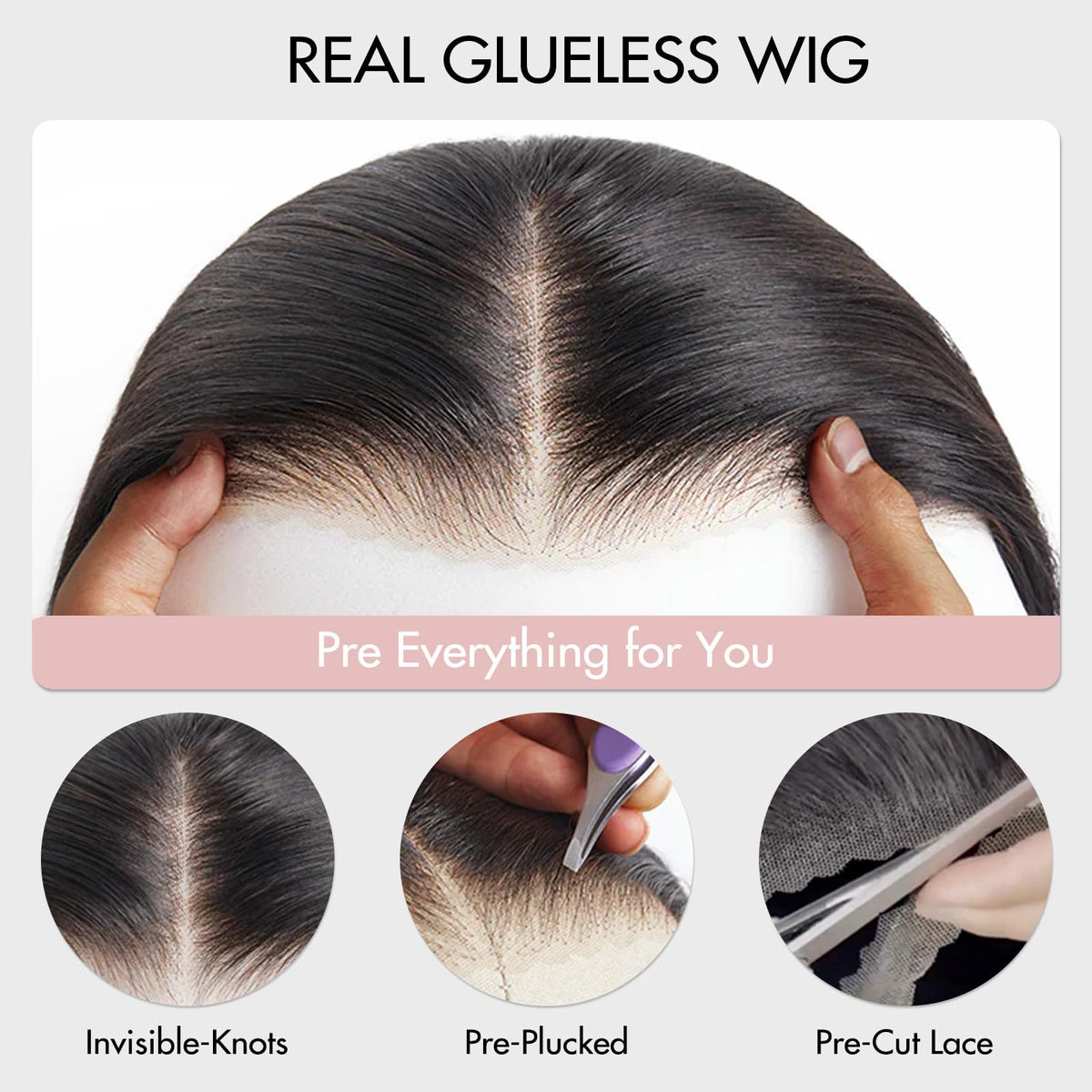 ZHENGON Bob wig pre-cut lace-edge detail enabling natural parting