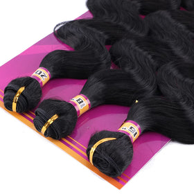 ZHENLISI body wave synthetic hair weave 20in bundle on model for long, natural-looking length.