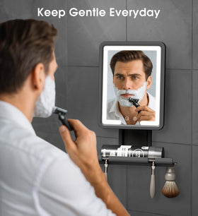Zhenyemei black shower mirror complements a modern bathroom.