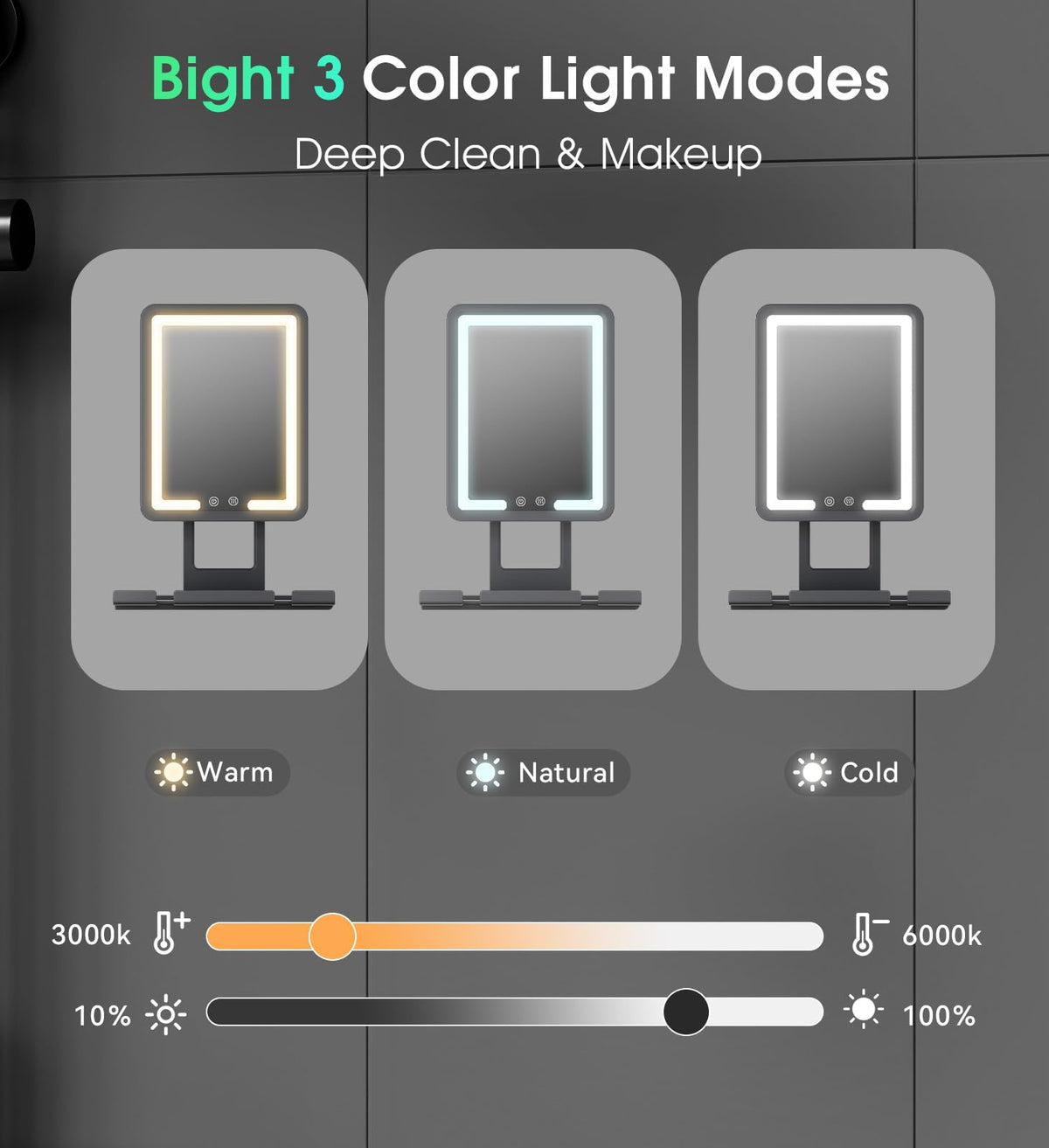 Zhenyemei rechargeable 5000mAh mirror powers light and heat for weeks.