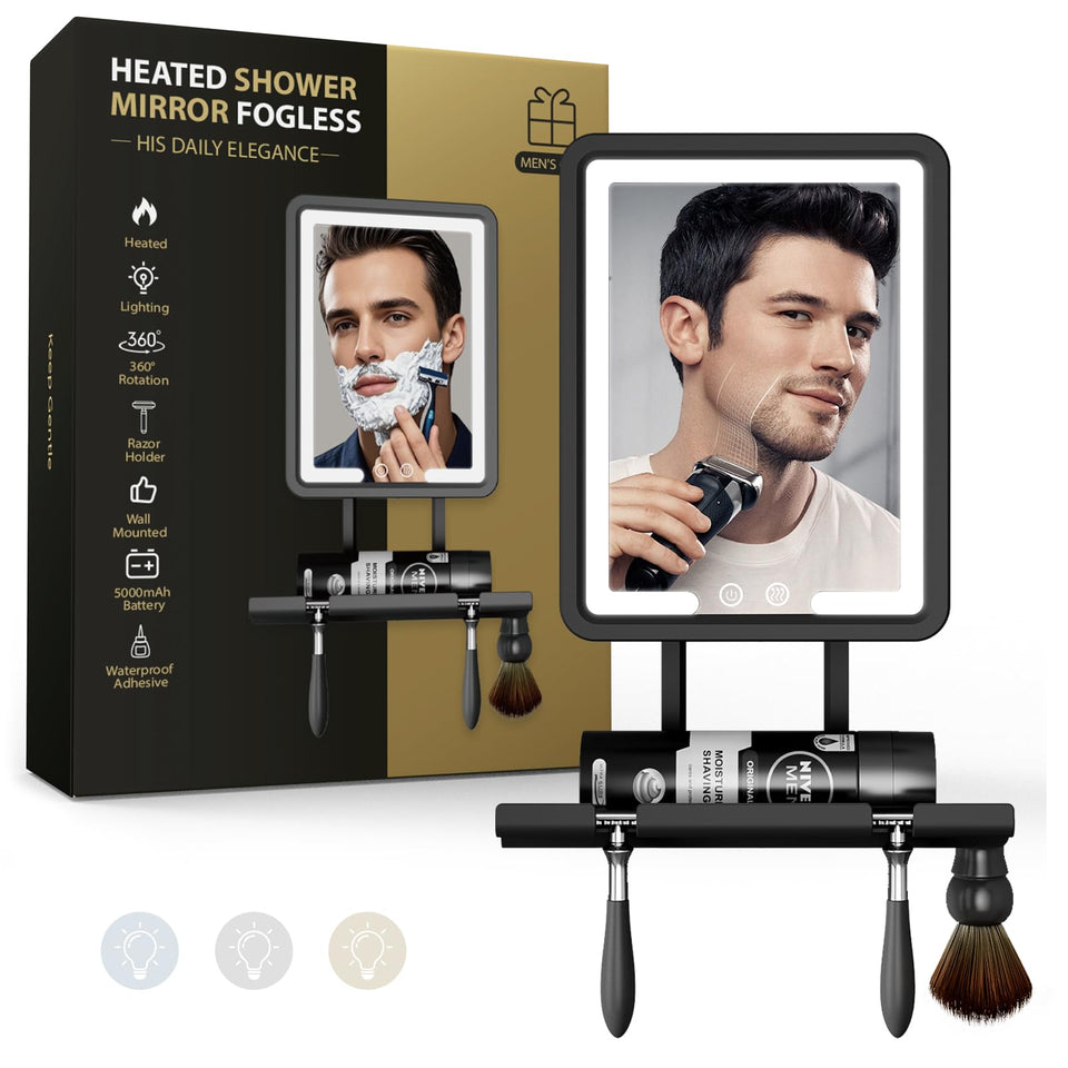 Zhenyemei shower mirror with heated light for a fogless shave.