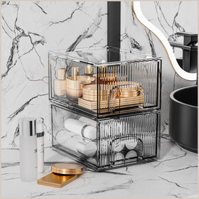 ZHIAI BPA-free plastic drawer organizer keeps cosmetics and office items tidy.