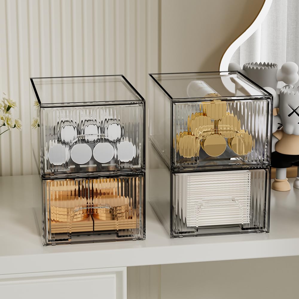 ZHIAI cosmetic organizer with four drawers for vanity storage and protection.