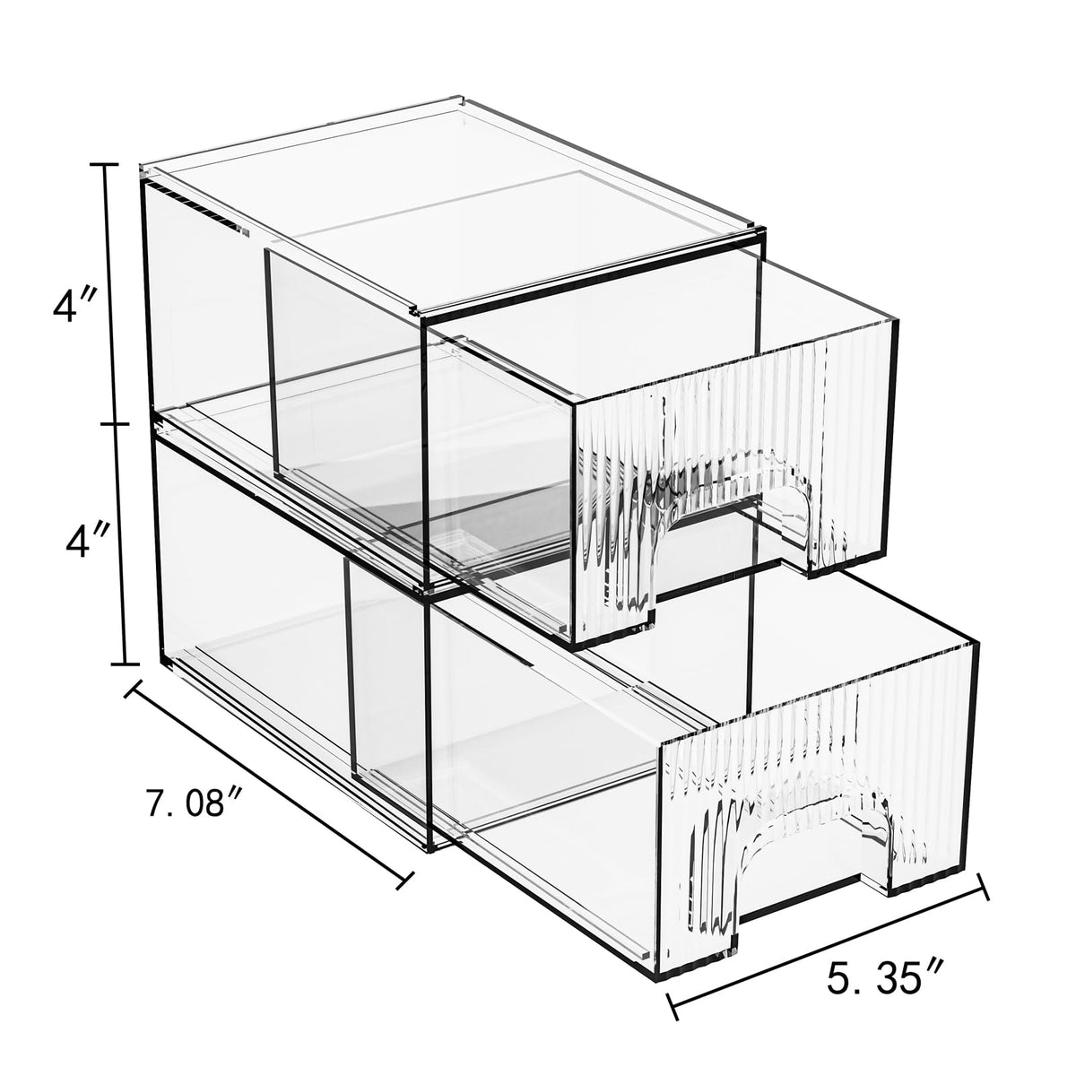 ZHIAI stackable two-pack drawers fit under sink or on shelves for efficient storage.