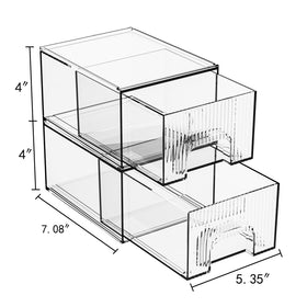ZHIAI stackable two-pack drawers fit under sink or on shelves for efficient storage.