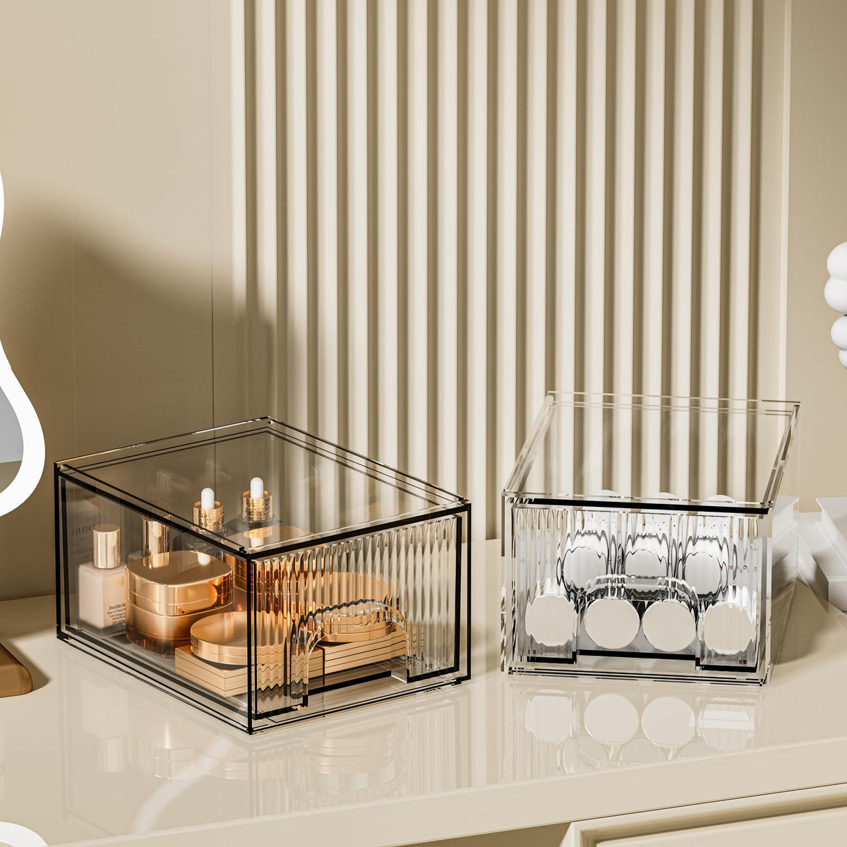 ZHIAI vanity countertop organizer fits brushes and palettes for easy access.