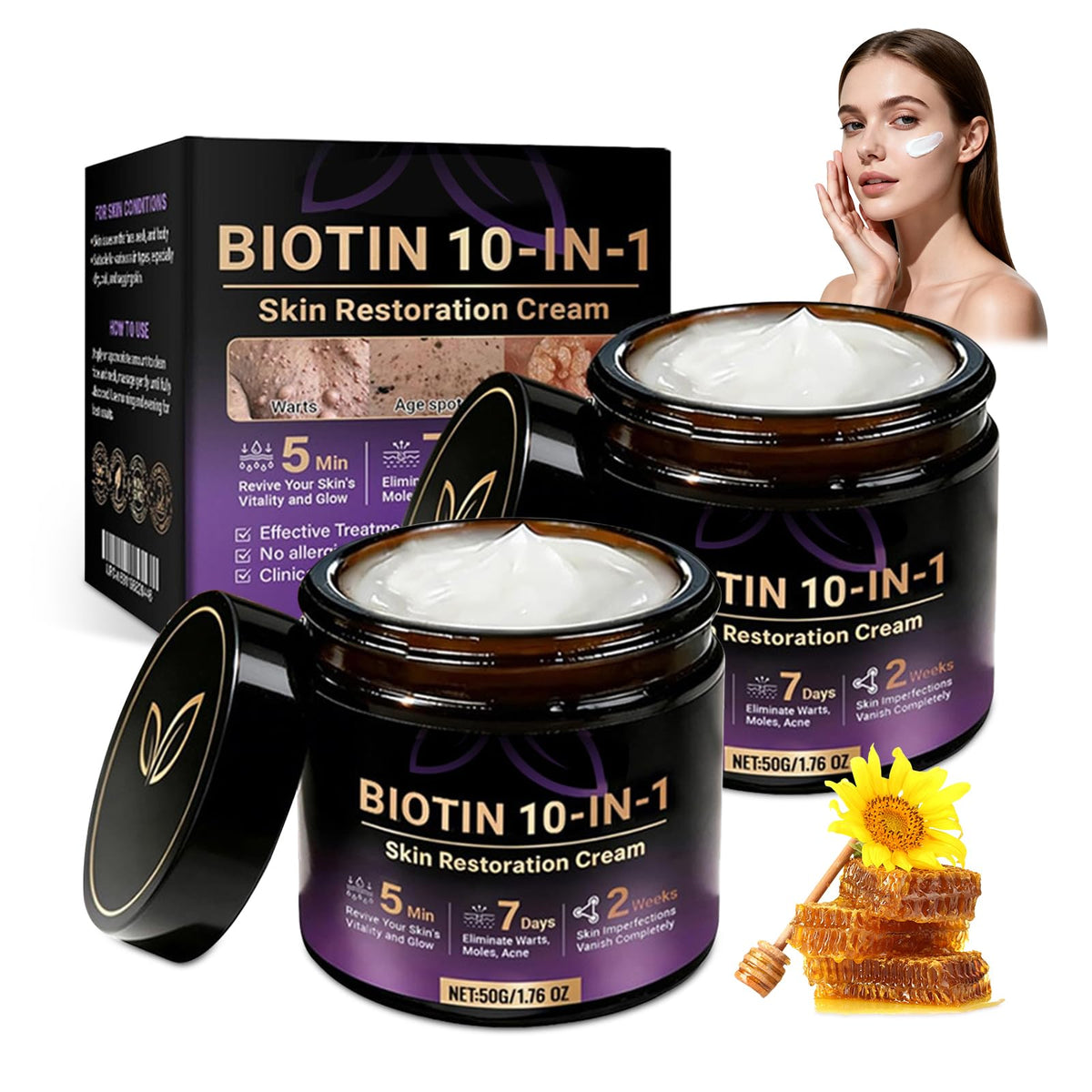 zhmndo Biotin 10-in-1 cream packaging shows premium natural ingredients for daily nourishment