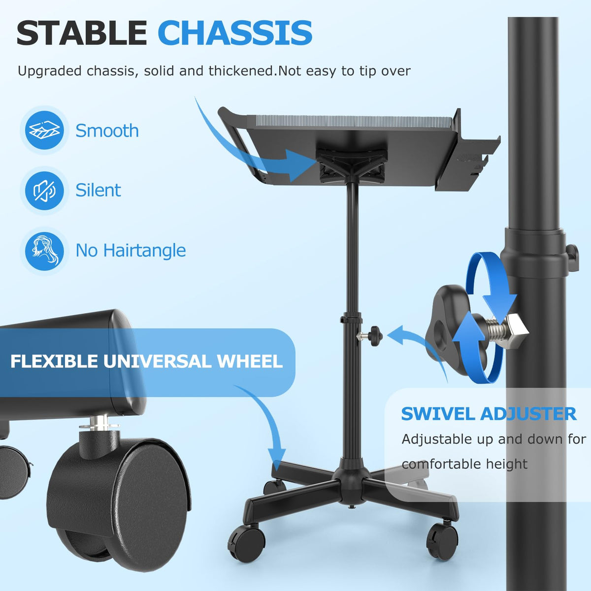 ZHOOGE adjustable height knob on the tray for ergonomic use.