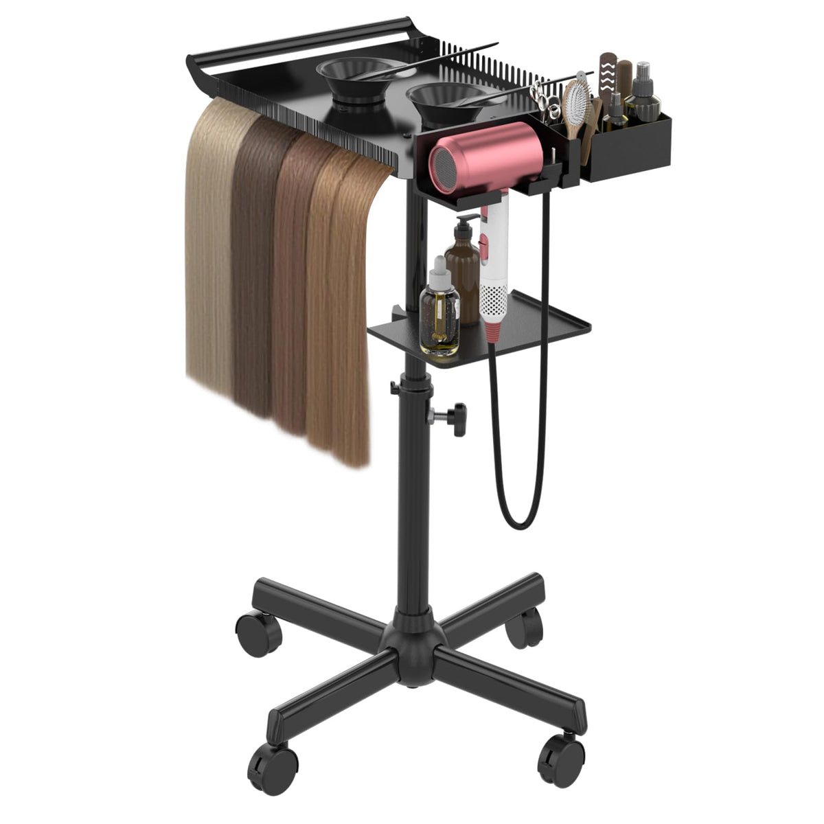 ZHOOGE Hairstylist Tray on Wheels showing mobile, organized workstation.