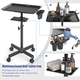 ZHOOGE Salon Tray five swivel casters for smooth mobility.