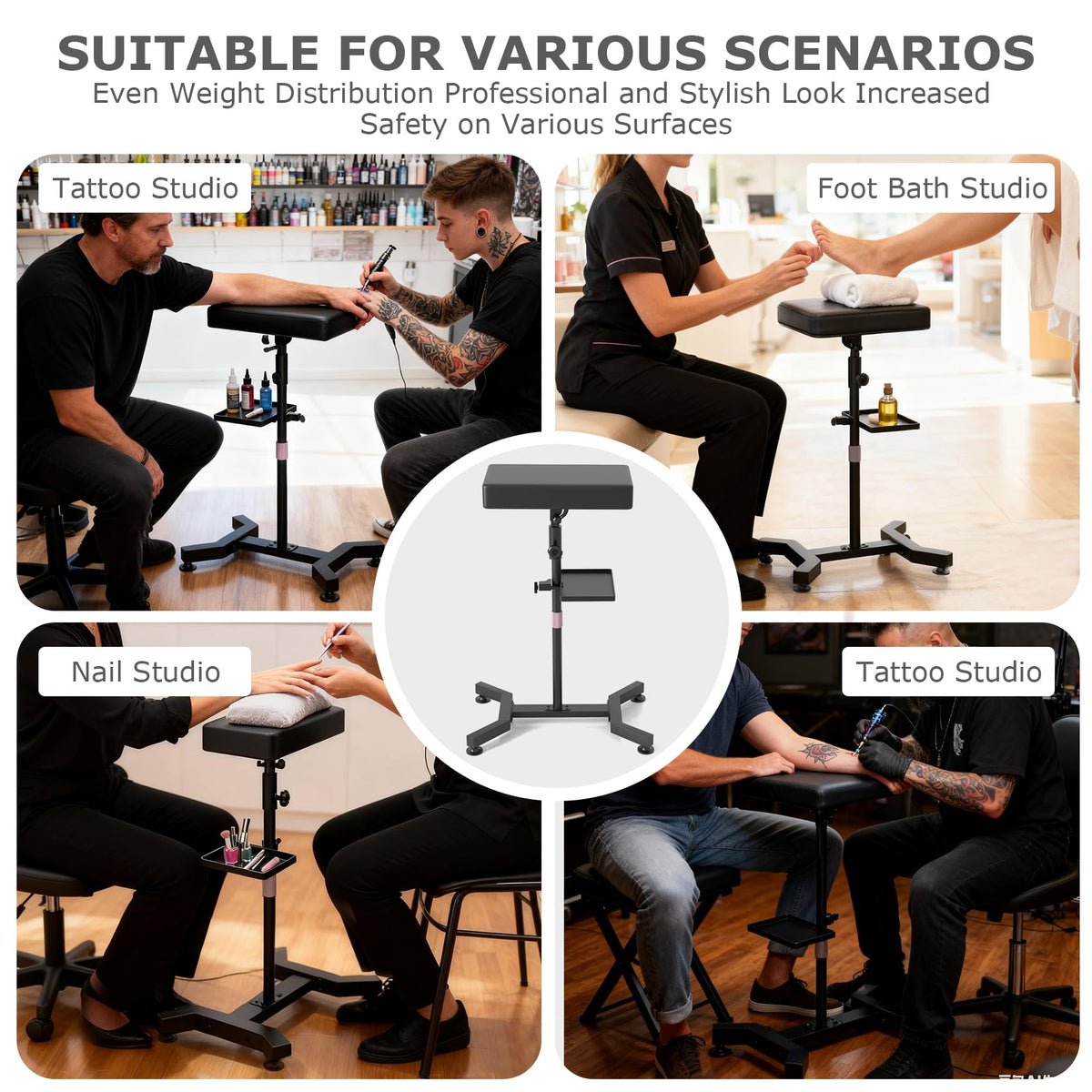 ZHOOGE tattoo arm rest stand angle adjuster allows precise working angles.