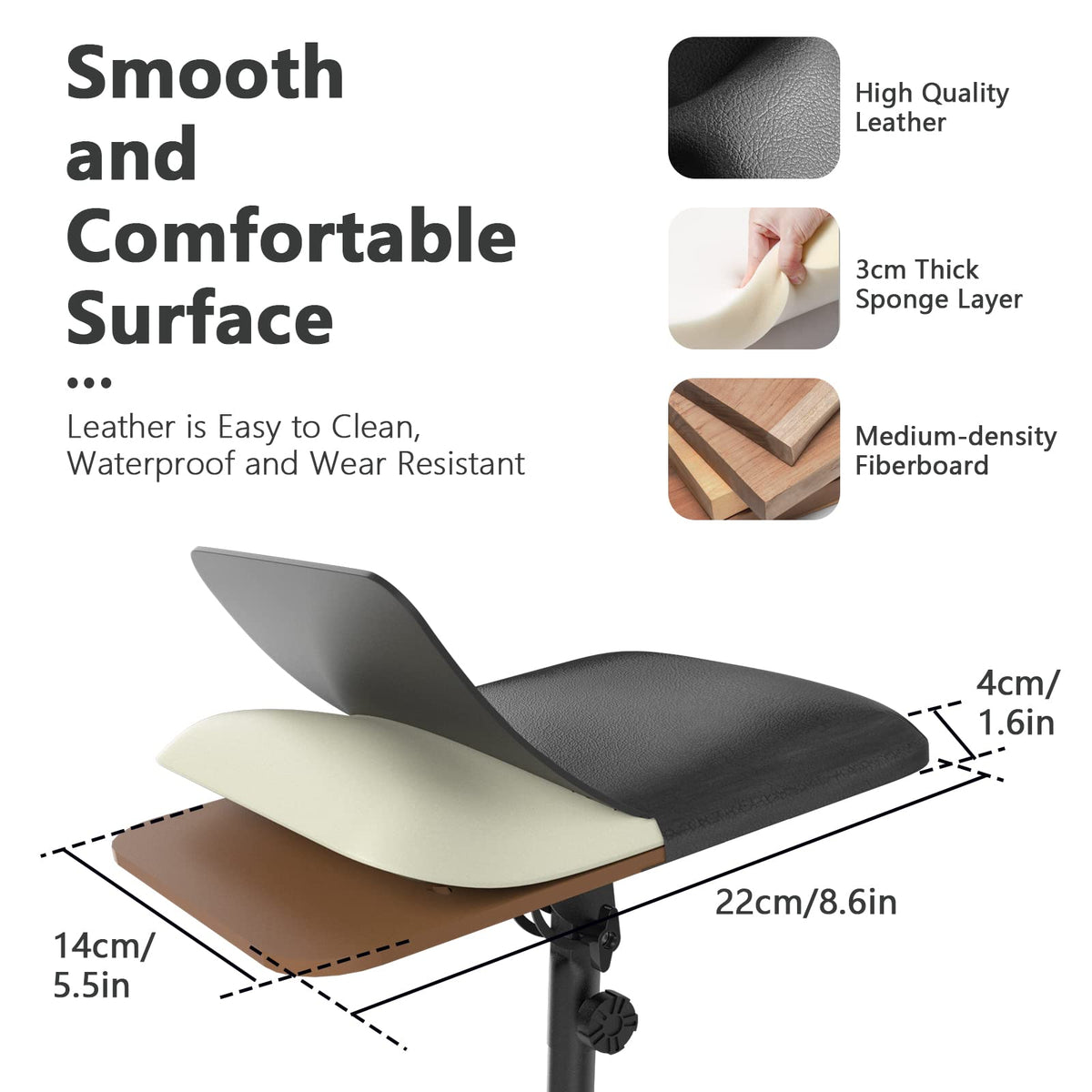 ZHOOGE armrest stand tray height adjustment feature for customizable comfort.