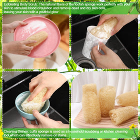 Close-up texture shows ZhouBoat loofah's natural fibers for gentle cleansing.