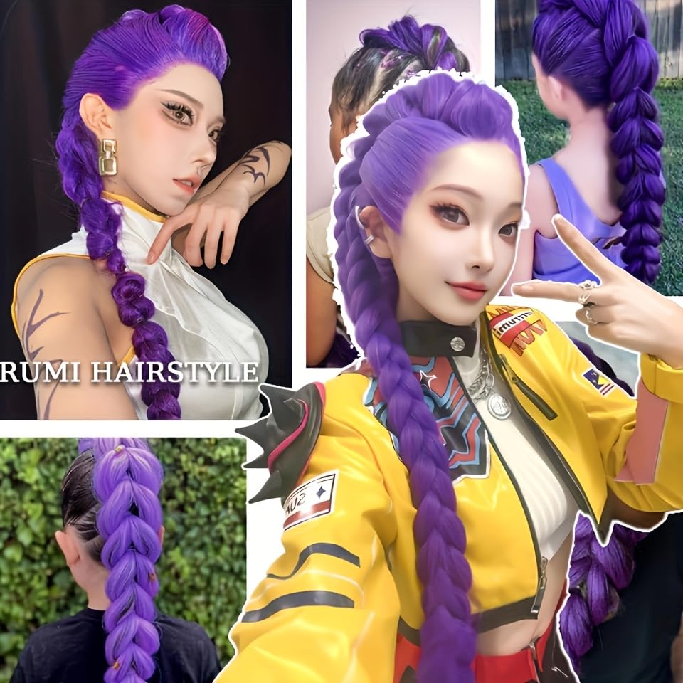 Zhuoqi Hair neon purple ponytail ideal for festive occasions and photos.