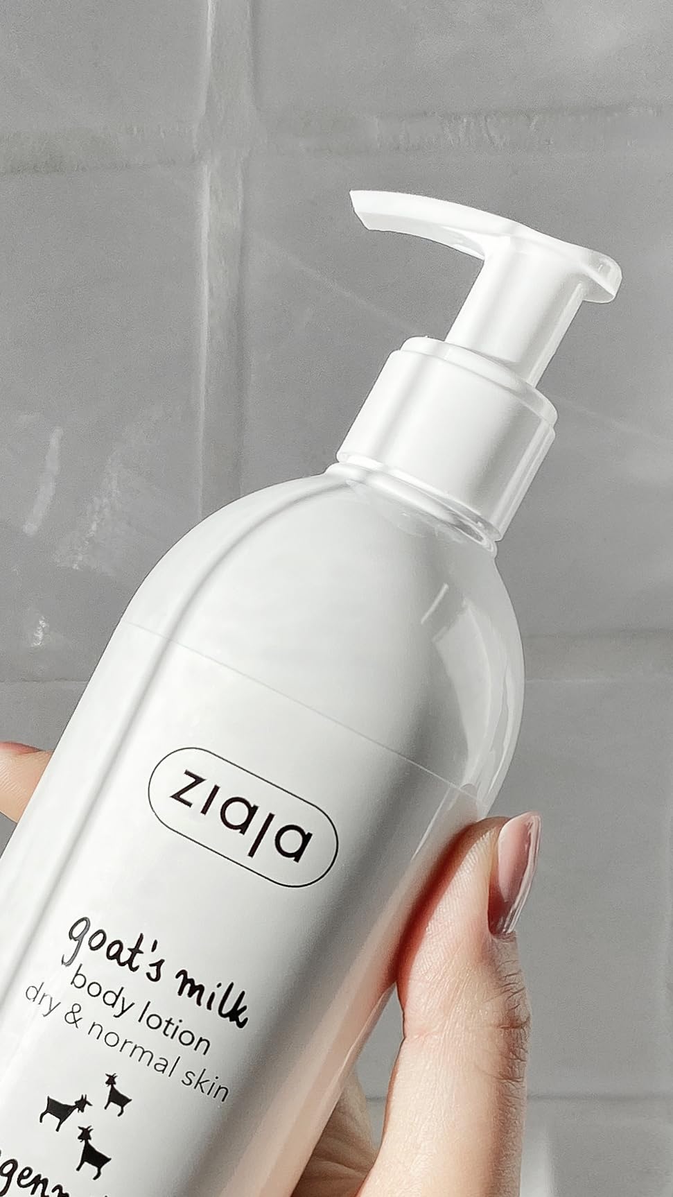 Close-up of Ziaja Goat's Milk Body Lotion texture highlighting creamy, soothing application