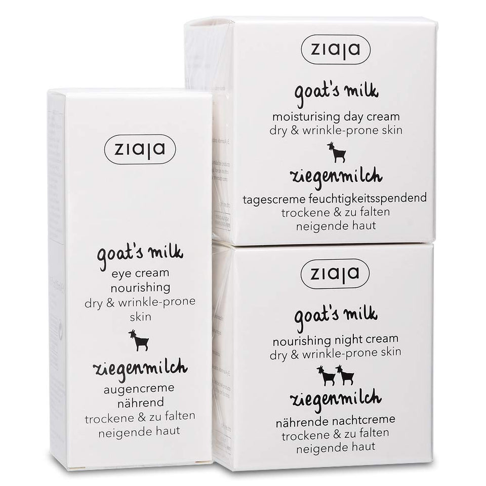 Ziaja goats milk day cream bottle delivering balanced daytime hydration for daily skin comfort.