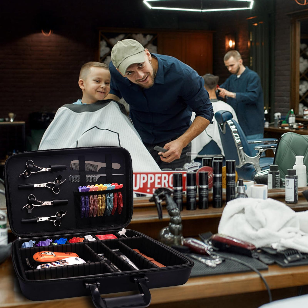 ZIBARBER Travel-ready storage attache case keeps blades and trimmers secure.