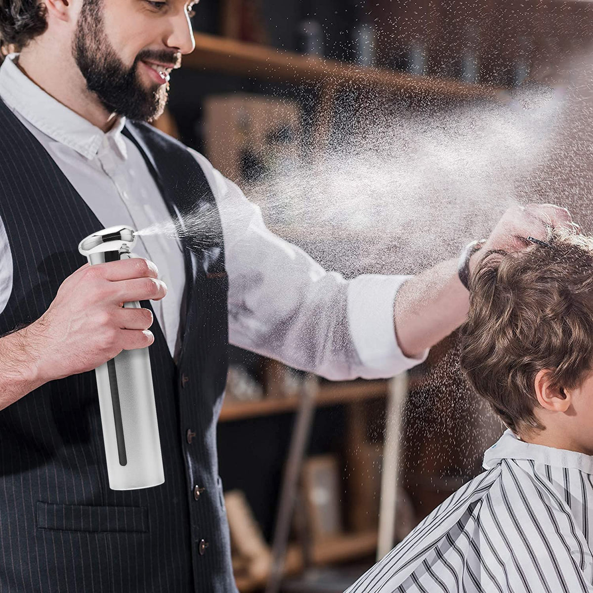 ZIBARBER stylish silver bottle design adds a professional look on any station