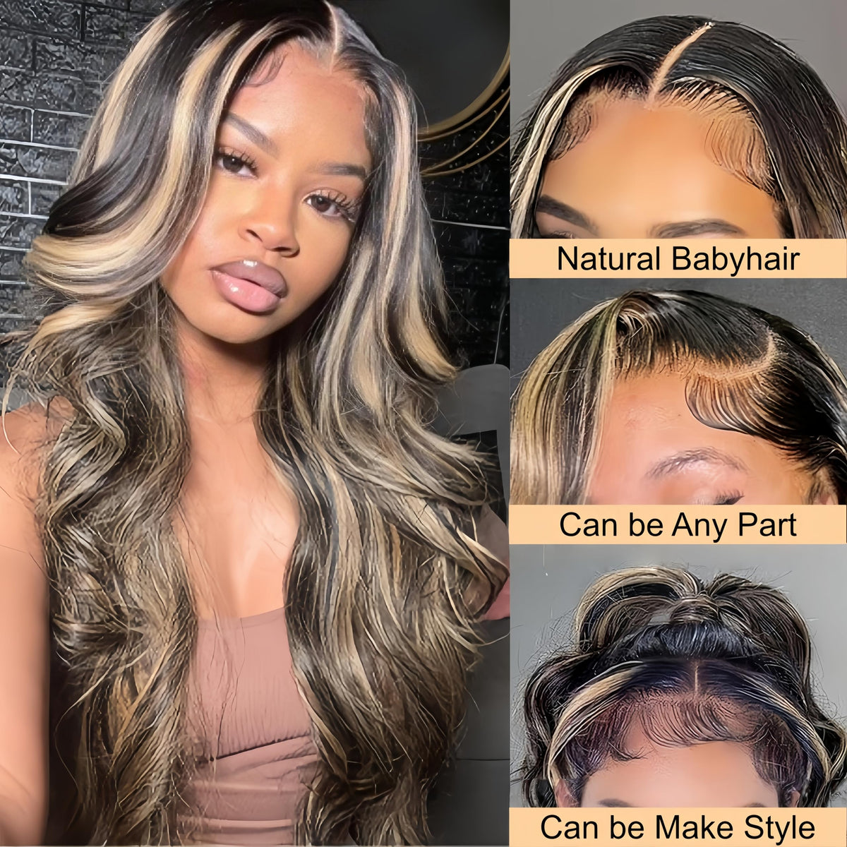 Zihomha lace front wig back view reveals full length and texture.