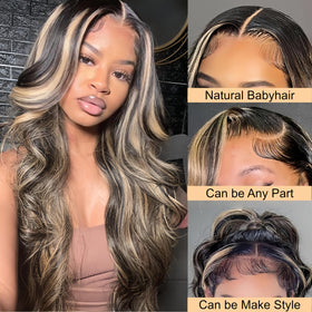 Zihomha lace front wig back view reveals full length and texture.