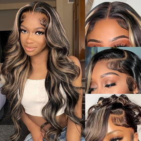 Zihomha 30-inch ombre lace front wig front view shows natural hairline for daily wear.