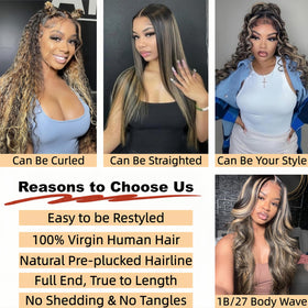 Zihomha 30-inch ombre wig side profile with soft body wave and shine.