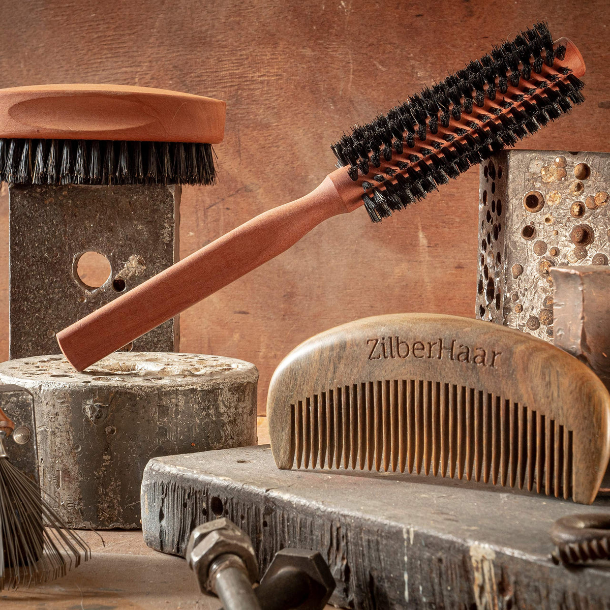 ZilberHaar Hair and beard grooming brush for daily use