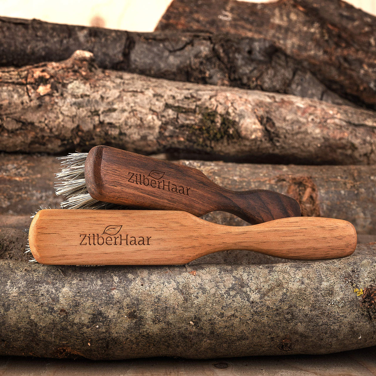 ZilberHaar vegan beard brush enabling smooth grooming strokes.