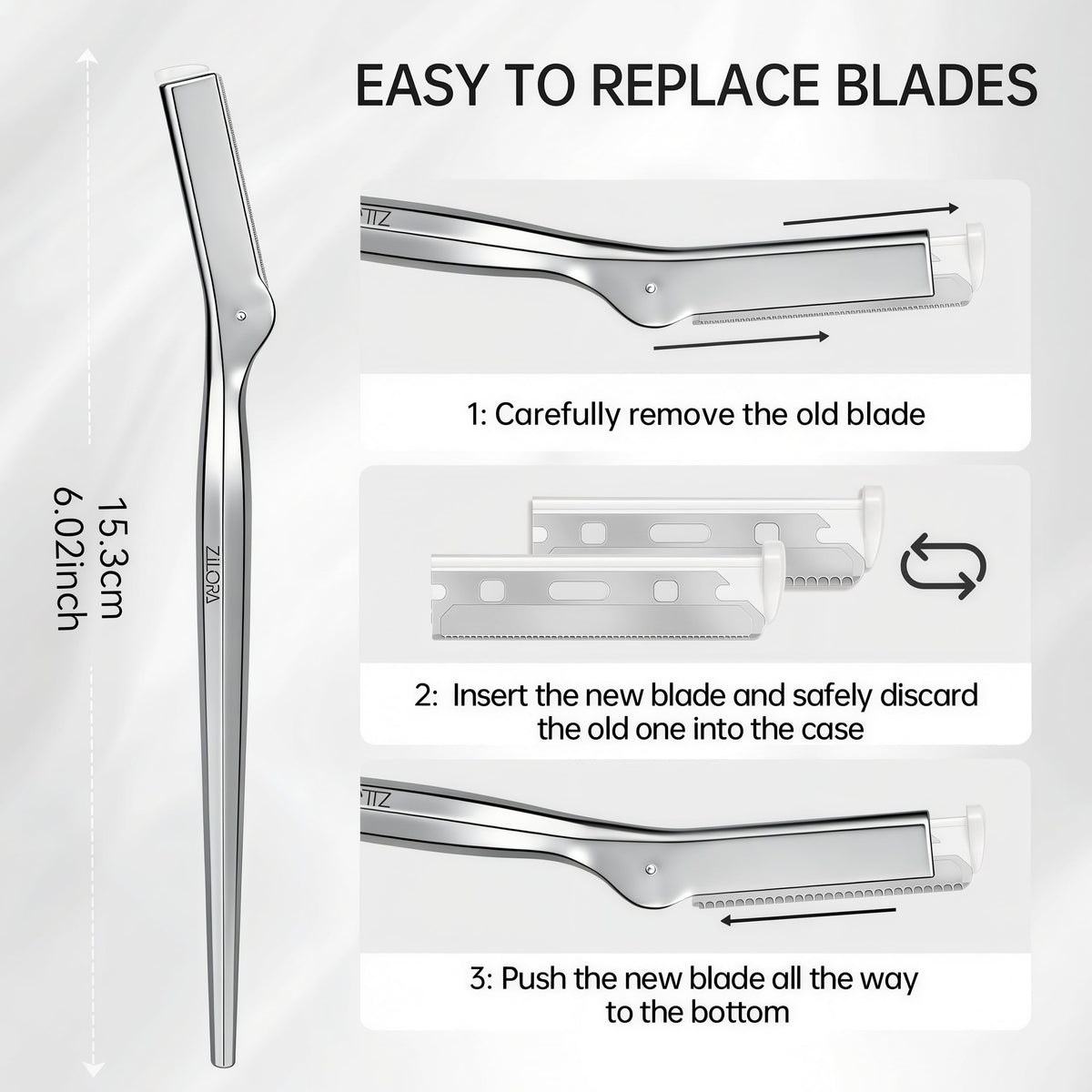 ZiLORA ergonomic metal handle emphasizing balanced weight and control.