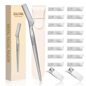 ZiLORA metal face razor handle with ergonomic grip for precise grooming.