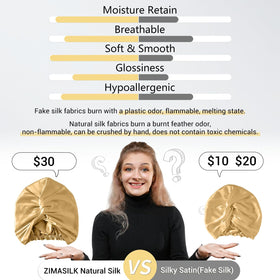 ZIMASILK adjustable elastic band bonnet stays secure without pinching