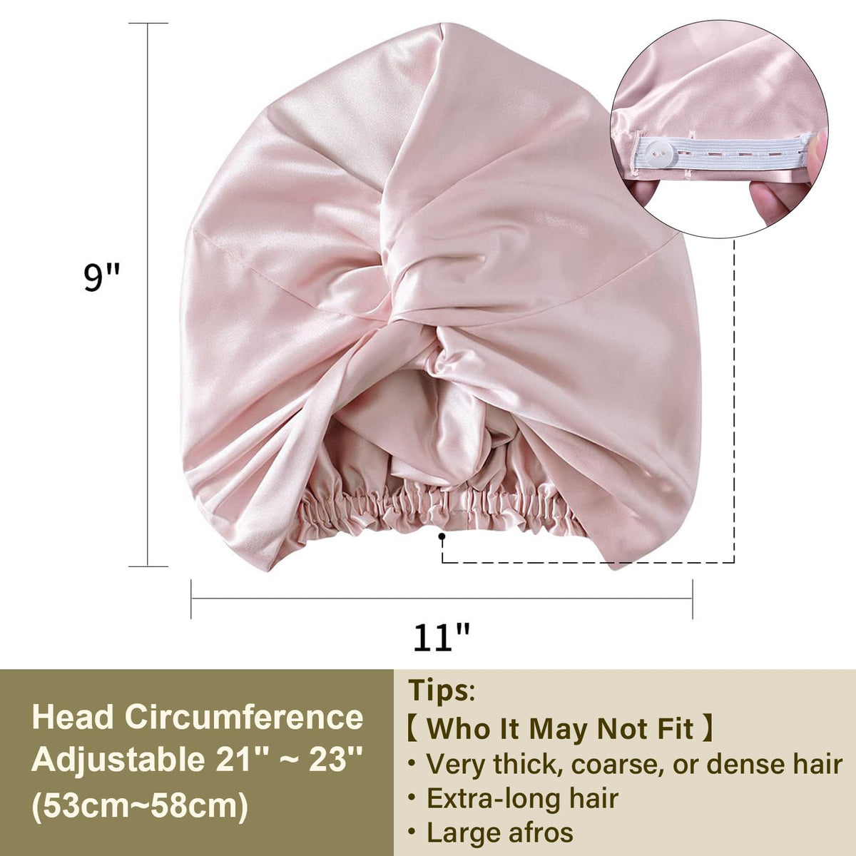 ZIMASILK bonnet in-use during night sleep, protects hair and stays cool.