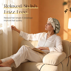 Breathable long ties of ZIMASILK bonnet securing overnight fit