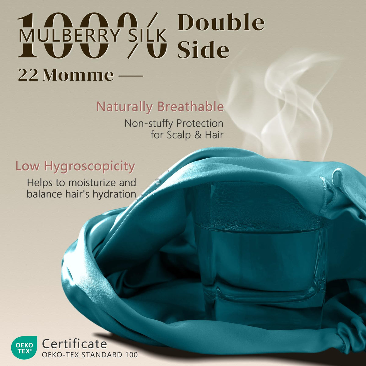 ZIMASILK adjustable-elastic-band bonnet ensures secure comfortable fit