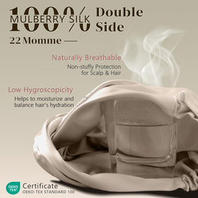 ZIMASILK silk bonnet cream top view highlights smooth, breathable fabric