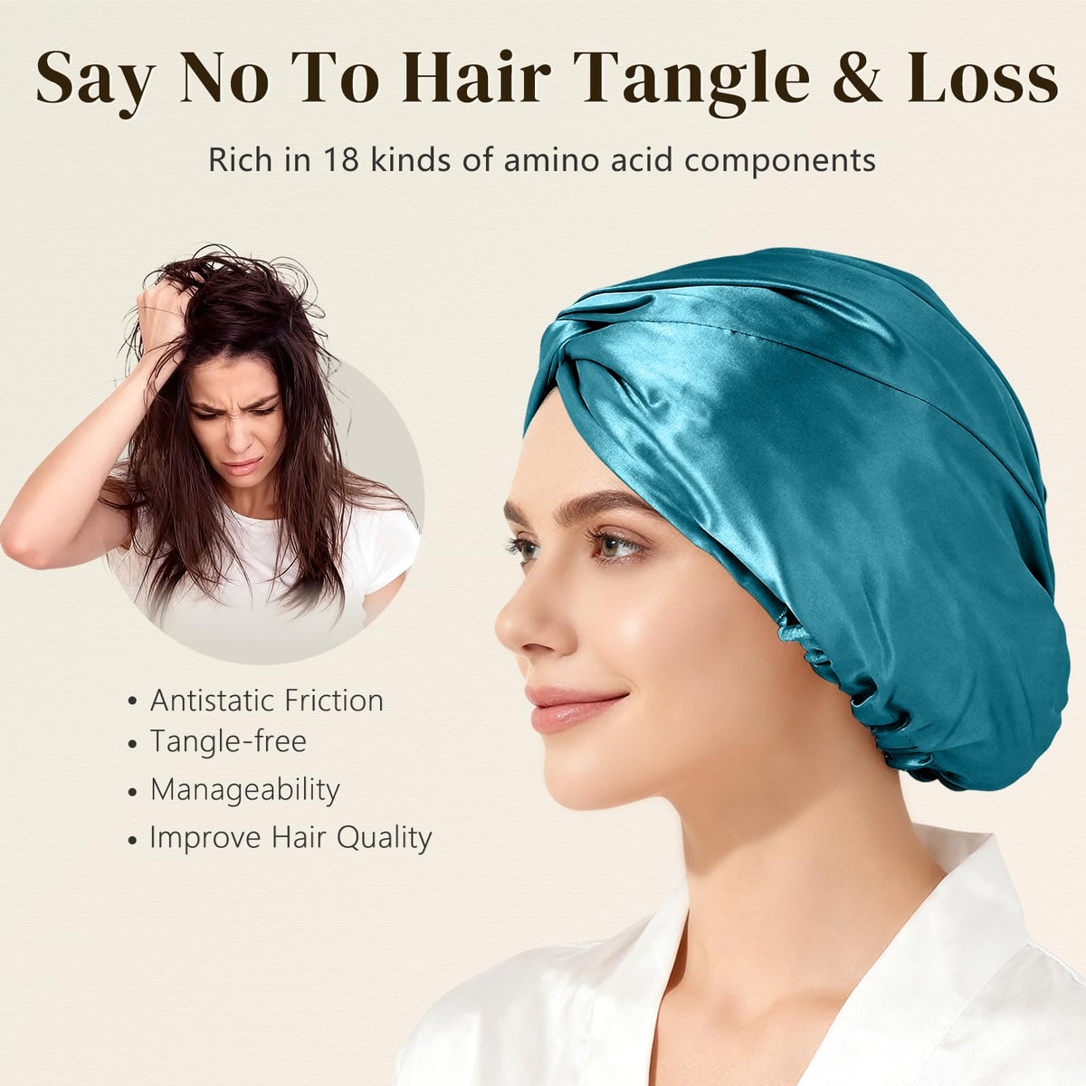 ZIMASILK frizz-reduction silk bonnet smooths hair overnight