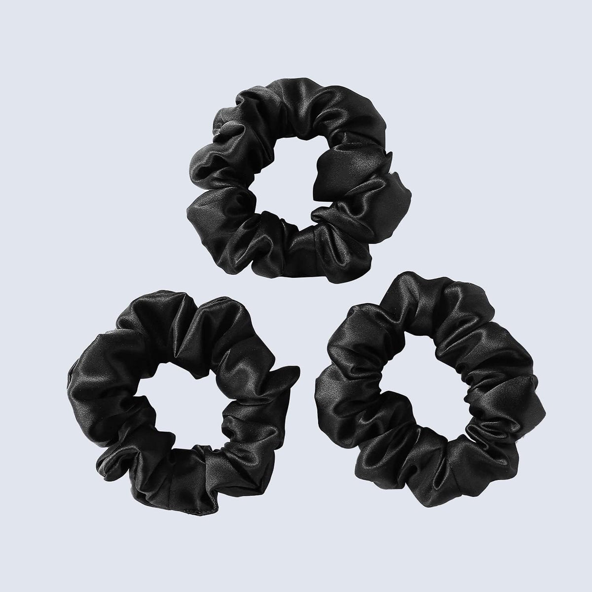 ZIMASILK 3 pack black silk scrunchies gentle on hair for smooth styling