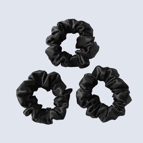 ZIMASILK 3 pack black silk scrunchies gentle on hair for smooth styling