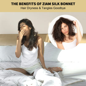 ZIMASILK silky sleep bonnet helps maintain moisture while you rest.