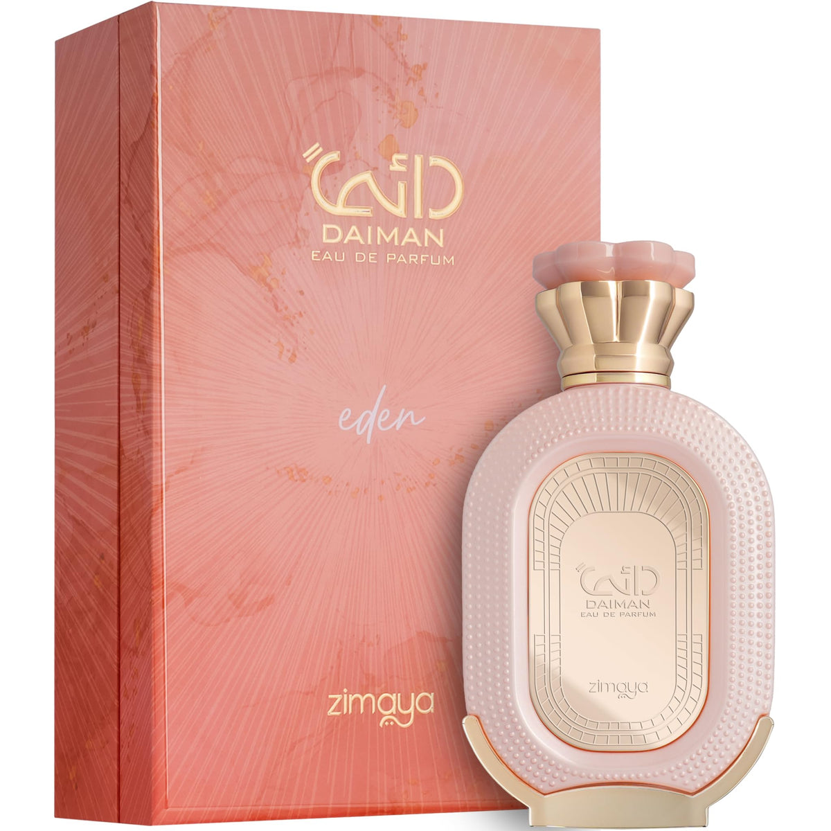Zimaya Daiman Eden bottle closeup, highlighting premium notes for an intimate moment