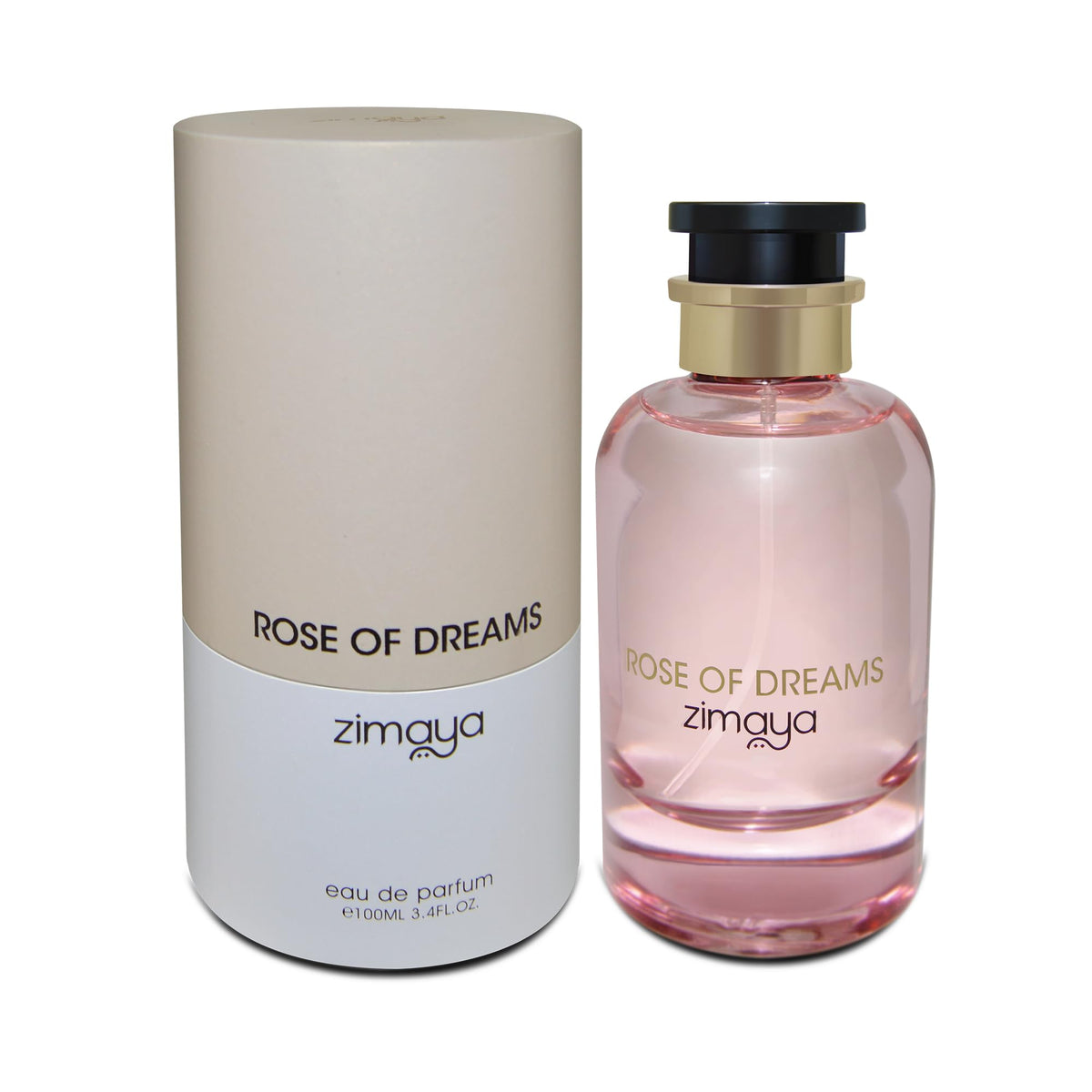 Zimaya Rose of Dreams bottle closeup label, sparkling notes for evening wear