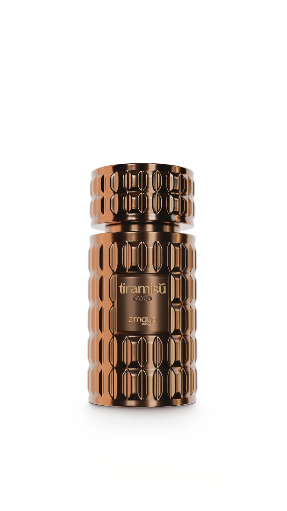 zimaya Tiramisu Coco bottle on a vanity, inviting a cozy evening scent.
