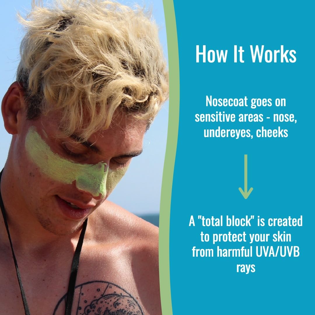 Zinka sunblock on the face before outdoor activities.