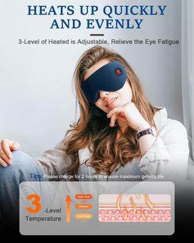 Zinpaza eye mask heat settings shown for customizable comfort.