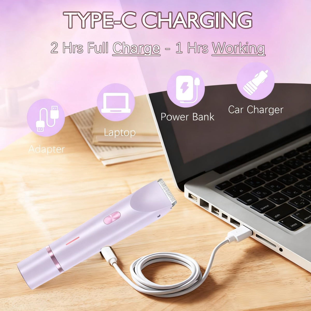ZIOU bikini trimmer USB rechargeable with portable charging option
