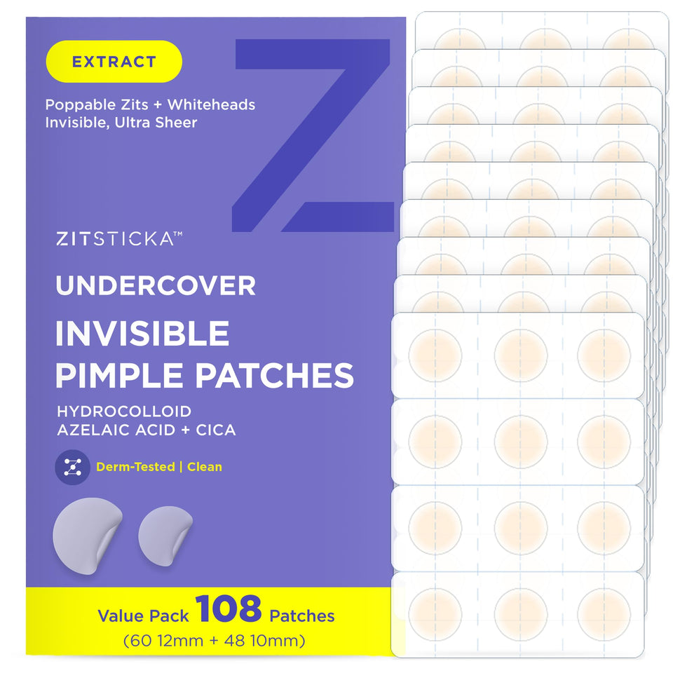 ZitSticka UNDERCOVER packaging, 108-count box for convenient blemish care storage