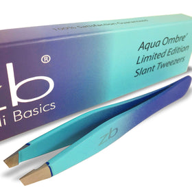 Zizzili Basics Aqua Ombre Slant Tweezers with easy visibility for grooming
